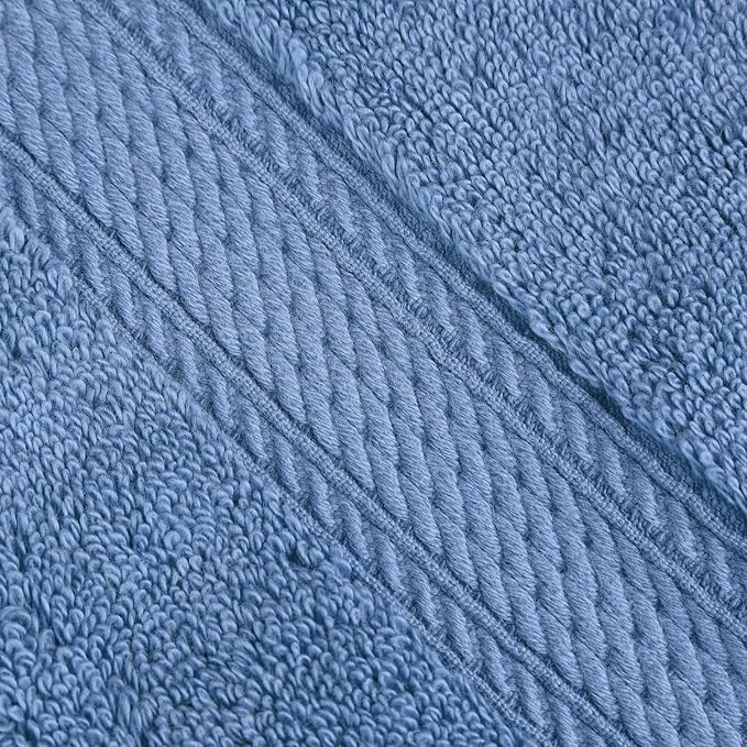 SUPERIOR Egyptian Cotton Ultra Plush & Absorbent, 8 Piece Set, Denim Blue | Quick Dry, Soft Luxury Towel Set, Bath Essentials, Guest Bath, Spa, 2 Bath, 2 Hand, 4 Face Towels, Madeline Towels
