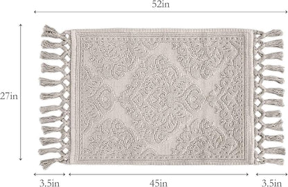 Jean Pierre - Ricardo Bath Mat, Woven Fringe Bathroom Rugs, 100% Cotton, Premium Bathroom Decor - Measures 27" x 52" - Light Gray