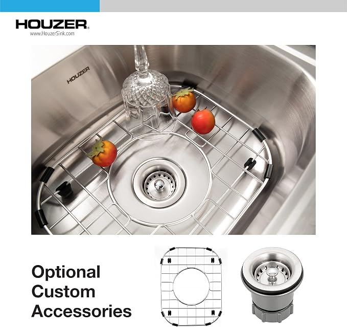 Houzer Hospitality Stainless Steel Bar & Prep Sink: 15 Inch Drop-In Topmount 2-Hole Sink for Bar & Kitchen, Durable & Versatile, Essential for Home & Apartment: 1515-6BS-1