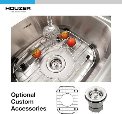 Houzer Hospitality Stainless Steel Bar & Prep Sink: 15 Inch Drop-In Topmount 2-Hole Sink for Bar & Kitchen, Durable & Versatile, Essential for Home & Apartment: 1515-6BS-1