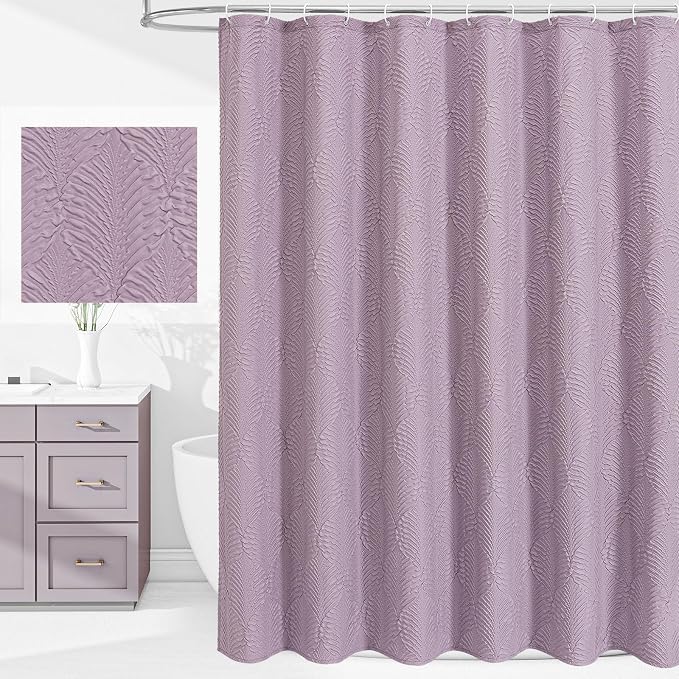 72x84 Extra Long Shower Curtain, Lavender 3D Embossed Half Bath Curtain