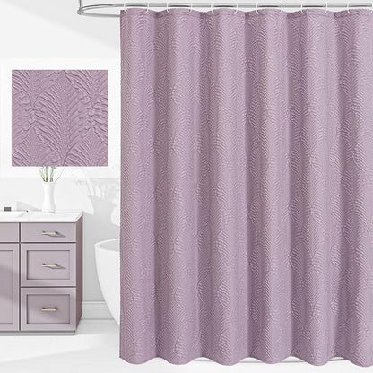 72x84 Extra Long Shower Curtain, Lavender 3D Embossed Half Bath Curtain