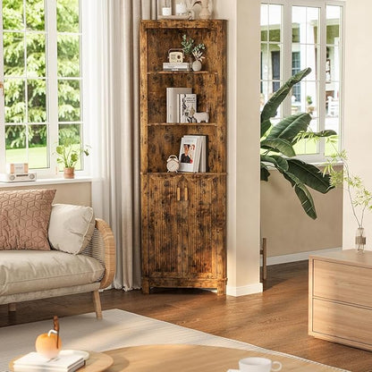 69'' Tall Narrow Storage Cabinet with Adjustable Shelf and Door, Bathroom Storage Cabinet, Space Saver for Bathroom, Kitchen, Living Room, Dark Brown