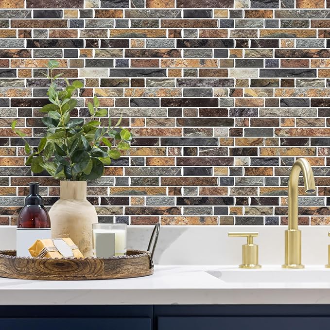 STICKGOO Peel and Stick Backsplash - 10 Sheets of 12”×12” - 3D Self Adhesive Peel and Stick Tile Backsplash for Kitchen & Bathroom