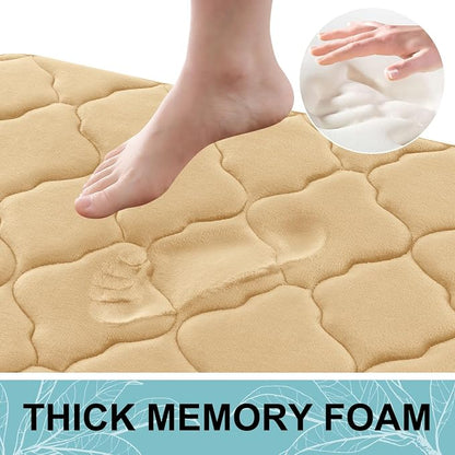 OLANLY Memory Foam Bath Mat Rug 70x24, Ultra Soft and Absorbent Bathroom Rugs, Non-Slip, Comfortable, Machine Washable Bath Carpet for Bathroom Floor, Tub, Shower and Home Decor Accessories, Beige