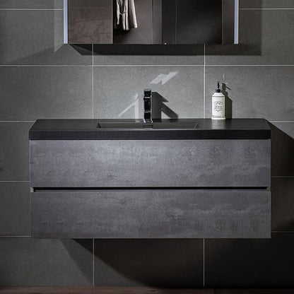 WOODBRIDGE 48 in. W x 19 in. D Wall Mounted Floating Bathroom Vanity in Gray with Quartz Sand Composite Vanity Top in Matte Black