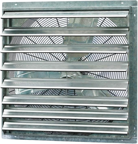 iLiving - 30" Wall Mounted Shutter Exhaust Fan - Automatic Shutter - Single Speed - Vent Fan For Home Attic, Shed, or Garage Ventilation, 5088 CFM, 7500 SQF Coverage Area, Silver (ILG8SF30S)