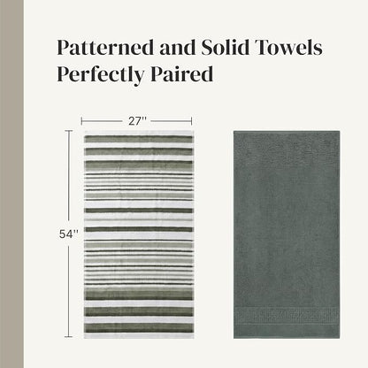Modern Threads Pax 6-Piece Reversible Yarn Dyed Jacquard Towel Set - Bath Towels, Hand Towels, & Washcloths - Super Absorbent & Quick Dry - 100% Combed Cotton, Ivy