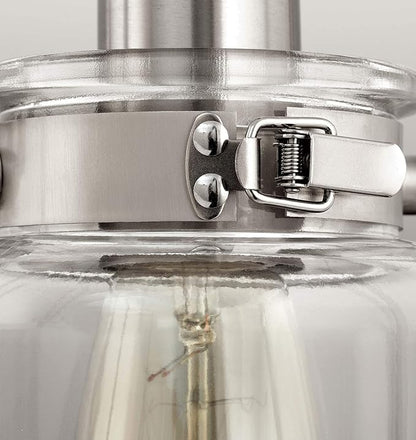 Progress Lighting P300048-009 Calhoun Collection Clear Glass Farmhouse Bath Vanity Light, 4-Light, Brushed Nickel