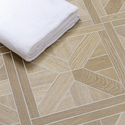 12-Pack Peel and Stick Floor Tile, 12" x 12" Pinwheel SPC Self-Adhesive Luxury Vinyl Flooring, Wood-Look Groutable Backsplash Tile for Kitchen Bathroom, Warm Oak, Covers 12 Sq. Ft.