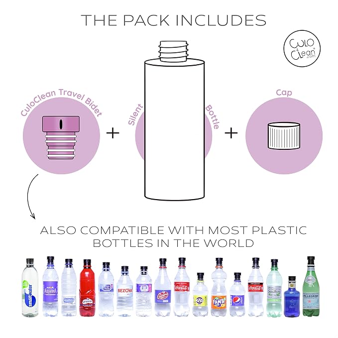 CuloClean Portable Bidet for Toilet or Travel (Lilac). Peribottle for Postpartum Care. After Labor Essentials. Spray Douche for Mom and Baby. (CuloClean + Bottle, 1pcs Lilac)
