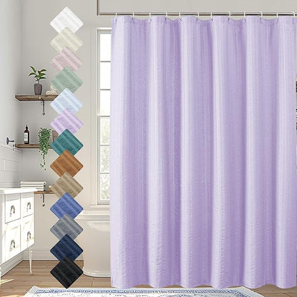 Aiyufeng Light Purple Shower Curtain for Bathroom, Embossed Textured Fabric Shower Curtain for Bathroom - Soft Cloth & Hotel Spa, Machine Washable, 72X84, Light Purple