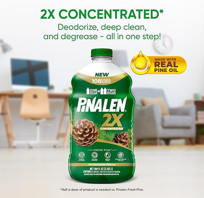 PINALEN 2X Max Aromas Concentrated Multipurpose Cleaner - Fresh Pine Scent - (2 Pack) 108 fl oz - All Purpose Cleaner for Kitchen, Bathroom, Floors & Outdoors