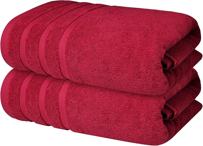 Infinitee Xclusives 100% Ring-Spun Cotton Bath Towels for Bathroom - Pack 2 | Luxury Super Soft, Absorbent & Quick-Drying |27x54 inches| Large Bathroom Towels Set |600 GSM| Gym, Shower, Spa & Hotel Use