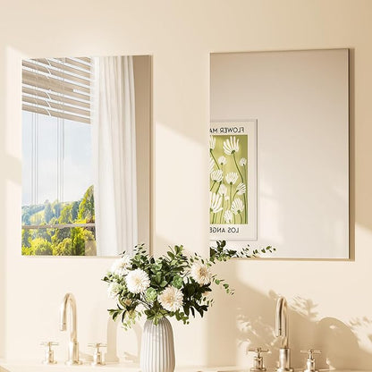 TETOTE Frameless Mirror 2 Packs 16" x 24" Tempered Vanity Mirror for Bathroom, Bedroom, Living Room, Entryway, Hallway, Home Gym, Vertically/Horizontally