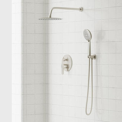 Gabrylly Shower Faucet Set, Shower System with Pressure Balance Shower Valve, 12" Rain Shower Heads with Handheld Spray, Wall Mounted Shower Fixtures, High Pressure Shower Head Set, Brushed Nickel
