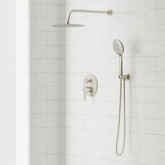 Gabrylly Shower Faucet Set, Shower System with Pressure Balance Shower Valve, 12" Rain Shower Heads with Handheld Spray, Wall Mounted Shower Fixtures, High Pressure Shower Head Set, Brushed Nickel