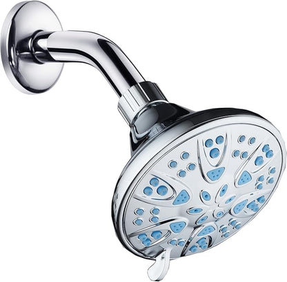AquaDance Antimicrobial – Anti-Clog High-Pressure 6-Setting Shower Head with Microban Nozzle Protection from Growth of Mold, Mildew & Bacteria for Stronger Shower! 4" Aqua Blue | More Power, Better Shower Hygiene! Lifetime Antimicribial Nozzle Protecti...