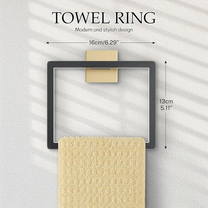 Black and Gold Bathroom Hardware Accessories Set 5-Pieces Towel Bar Set Stainless Steel Towel Holder Set 16 Inch Towel Bar,Towel Racks Set for Bathroom Wall Mounted