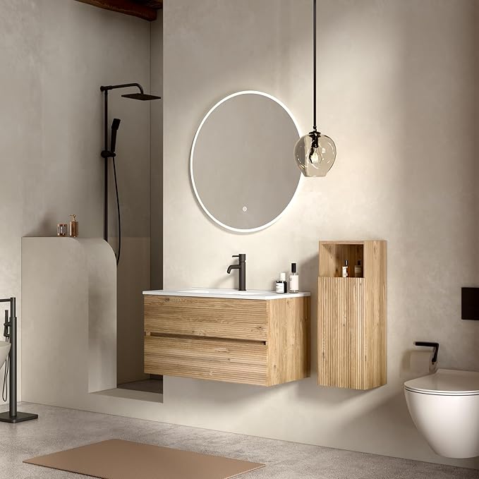 36'' Floating Bathroom Vanity with Sink Combo, Modern Bathroom Cabinet with 2-Soft Close & Large Storage Drawers, for Bath, Apartment, Hotel, Rough Oak
