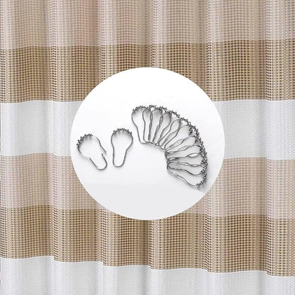Dainty Home Bathroom 3D Textured Bath Ombre Waffle Shower Curtain Set with 12 Roller Ball Hooks, 70x72 Water Resistant Polyester Fabric. Washable, Durable, Perfect Stylish Shower Curtain Decor