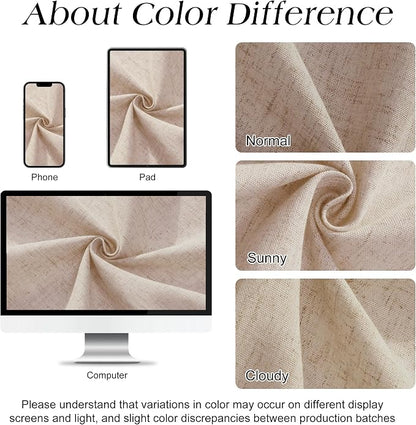 Extra Long Linen Shower Curtain 84 Inch Long for Bathroom Shower Curtains Set with Hooks Boho Farmhouse Fabric Neutral Cloth Modern Cottage Core Waterproof,Cream Beige