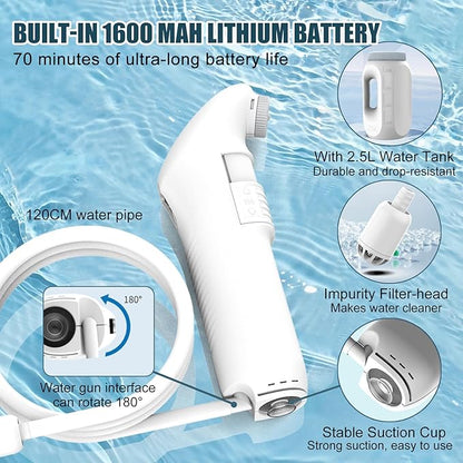 Electric Portable Bidet for Travel,Large Handheld Bidet Sprayer with 2.5L Peri Bottle,High Pressure Rechargeable,Portable Bidet for Women Men,Toilet Butt Washer,shatafa,Camping Outdoor