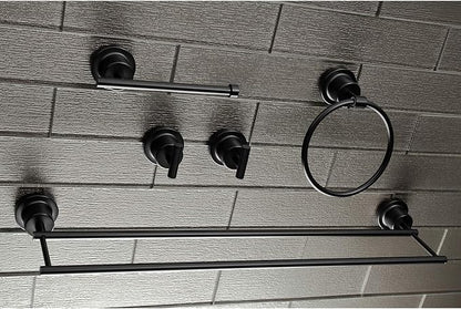 Kingston Brass BAH8213478MB Concord 5-Piece 24-Inch Dual Towel Bar Bathroom Accessory Set in Matte Black