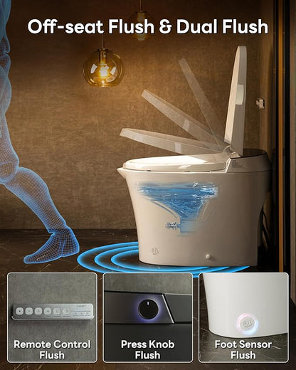 CANEST Smart Toilet, Smart Toilet with Bidet Built in, ADA Comfort Height, Intelligent Temp Control, Foot Sensor Operation, Warm Water, Heated Seat, Air Dryer, Digital Display (TC-100GE)