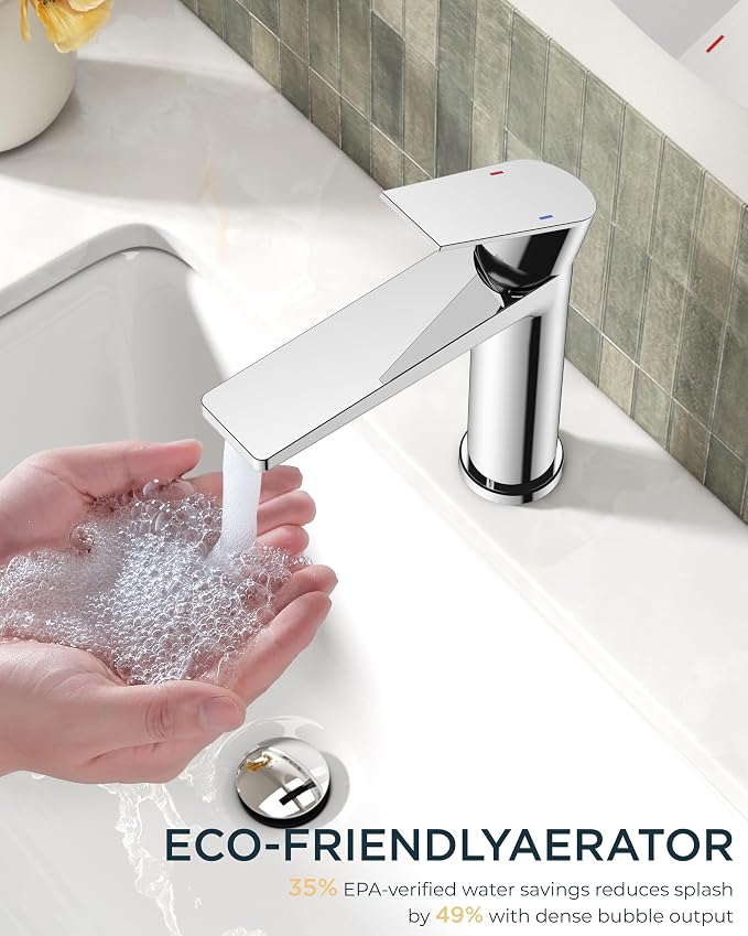 FORIOUS Chrome Bathroom Faucets 1 Hole, Commercial Bathroom Sink Faucet | CUPC Commercial Bathroom Faucet Single Hole, Single Handle Polished Chrome Bathroom Sink Faucet Rv, Real Estate Procurement