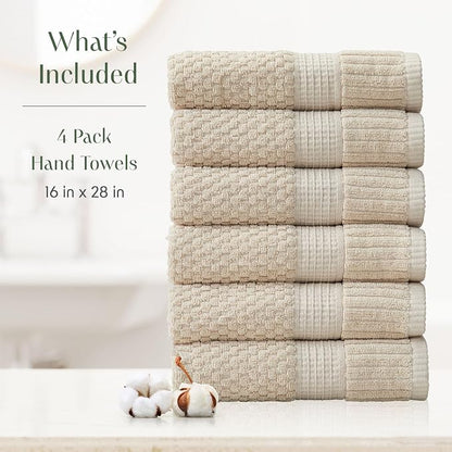 6 Pack 100% Cotton Hand Towels | Beige Towels | Oeko‑TEX Standard 100 | Soft & Absorbent, Quick‑Dry | Trinity Collection - Sand