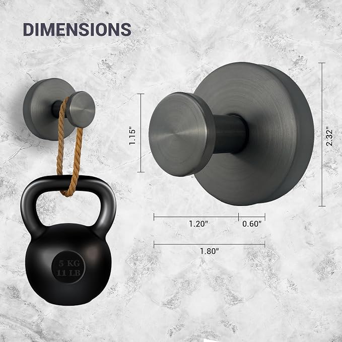 Suction Cup Hooks for Shower - 2 Pack, Gray - Stainless Steel, Strong Suction, No Drill, Removable Hanger, Tile Bathroom Kitchen Wall, Glass Door, Mirror Hook Hanging Robe, Towel Holder