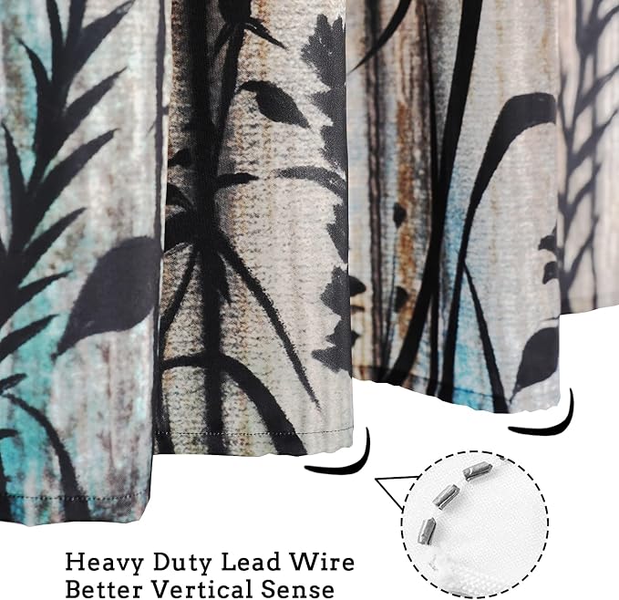 Rustic Shower Curtain Set Grey Floral Fabric Bath Curtain 12 Hooks Butterfly Daisy American Country Farm Style 84W×72 L Inches