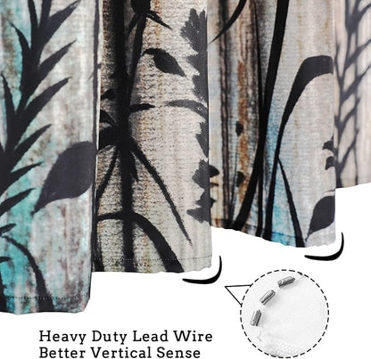 Rustic Shower Curtain Set Grey Floral Fabric Bath Curtain 12 Hooks Butterfly Daisy American Country Farm Style 84W×72 L Inches