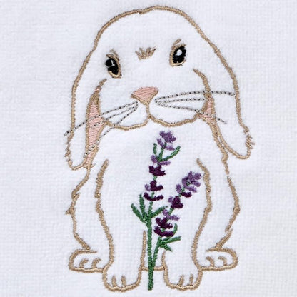SKL Home Bunny Lop Hand Towel Set-2pc, 100% Cotton, Embroidered, White | Decorative velour for Easter or everyday cheer. Great for the bathroom, kitchen, or bar & makes a fun gift.