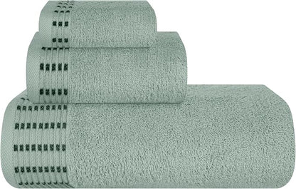 Ultra Soft 3 Pack Cotton Towel Set, Contains a Bath Towels 28x55 inch, a Hand Towels 16x24 inch & a Wash Cloths 12x12 inch, Ideal Everyday use, Compact & Lightweight - Jade
