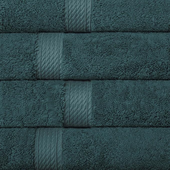 Superior Egyptian Cotton Plush & Absorbent, Hand Towel Set of 4, Teal | Quick Dry, Soft Luxury Towel Set, Bath Essentials for Bathroom, Guest Bath, Spa, 4 Piece Set, Madeline Towels