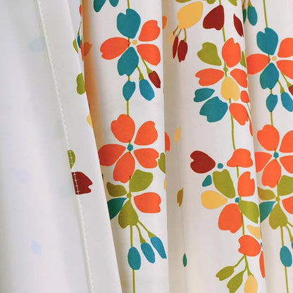 Lush Decor Weeping Flower Light Filtering Window Curtain Panels, Pair, 52"W x 95"L + 2" Header, Turquoise & Tangerine - Charming Modern Floral Curtains for Living Room, Dining Room, & Bedroom