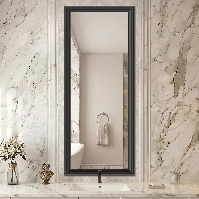 DESBING 20"x48" Black Bathroom Mirrors for Over Sink | 3MM Tempered Glass, Metal Frame, Rectangle Vanity Wall Mirror for Bathroom, Living Room, Bedroom, Horizontally or Vertically