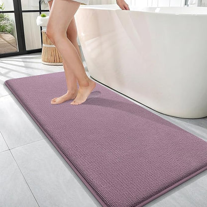 OLANLY Memory Foam Bathroom Runner Rug 47x17, Absorbent Long Mat, Deep Plum | Soft Quick Dry Bath Rugs, Non-Slip Carpet, Machine Washable Mat for Bathroom Floor, Tub and Shower, Home Decor Accessories
