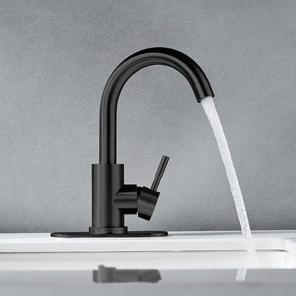 Matte Black Bathroom Sink Faucet Single Hole, Modern Single Handle Bathroom Faucet Commercial Stainless Steel Bar Faucet Laundry Sink Faucet with Drain