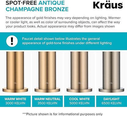 Kraus Oletto Single Handle Kitchen Bar Faucet in Spot Free Antique Champagne Bronze, Kitchen Sink Faucets, KPF-2822SFACB