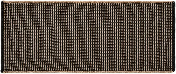 TYUU Waffle Runner Rug Bathroom, Long Boho Bath Mat, 60x24 Khaki & Black | Super Absorbent Quick Dry Bath Rug, Non-Slip Backing, Soft Waffle Washable Farmhouse Bathroom Mats, Tub, Shower & Home Decor