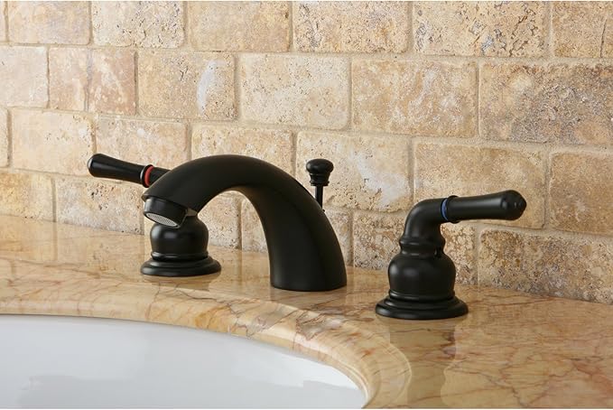 Kingston Brass KB955 Magellan II 4-Inch to 8-Inch Mini Widespread Lavatory Faucet with Metal lever handle, Oil Rubbed Bronze