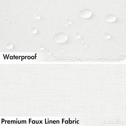 MIULEE White Scalloped Linen Shower Curtain 72x78 Inches | Linen Textured, Waterproof, Washable, 12 Metal Hooks, Heavy Duty Cloth, Black Border, Shower Curtain for Bathroom Bathtub