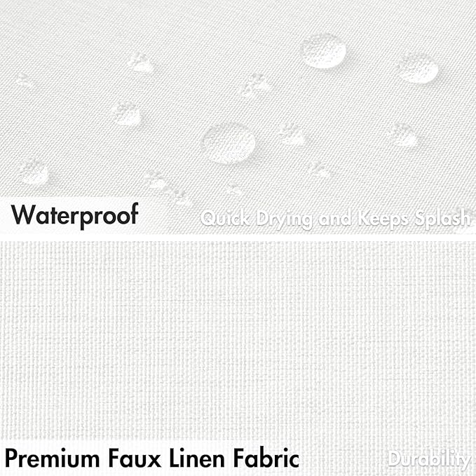 MIULEE 72"x96" Extra Long Scalloped Linen Shower Curtain White | Linen Textured, Waterproof, Washable, 12 Metal Hooks, Heavy Duty Cloth, Black Border, Shower Curtain for Bathroom Bathtub