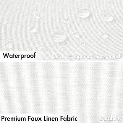 MIULEE 72"x96" Extra Long Scalloped Linen Shower Curtain White | Linen Textured, Waterproof, Washable, 12 Metal Hooks, Heavy Duty Cloth, Black Border, Shower Curtain for Bathroom Bathtub