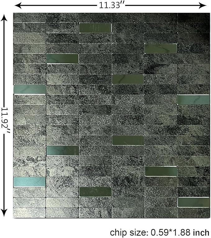 XUANINY Peel and Stick Tile Backsplash Self- Adhesive Wall Tiles Aluminum Mosaic Sticker for Kitchen (11.33"x11.92" Per Sheet, Pack of 5 pcs) (Ink Green 5)