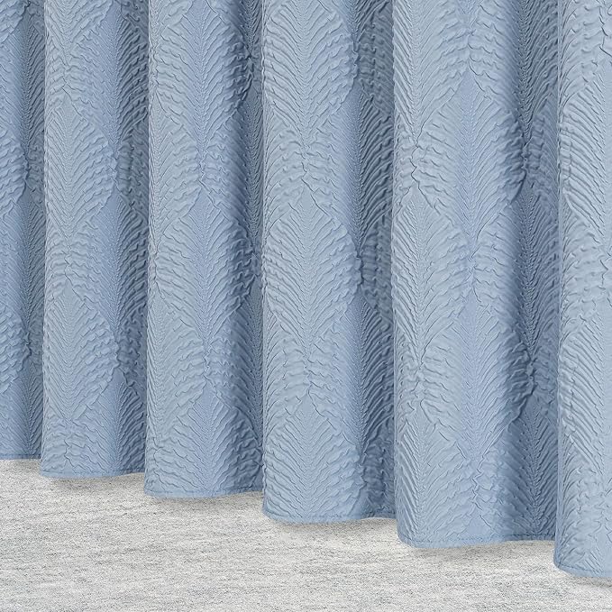 72x78 Long Shower Curtain, Fog Blue 3D Embossed Half Bath Curtain | Long Fog Blue Shower Curtain for Bathroom, 3D Embossed Textured Farmhouse Fabric Hotel Bathroom Decor, 72x78