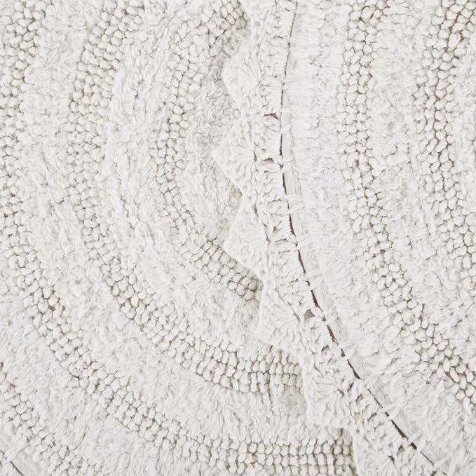 DII Crochet Collection Reversible Bath Mat, Small Oval, 17x24, White
